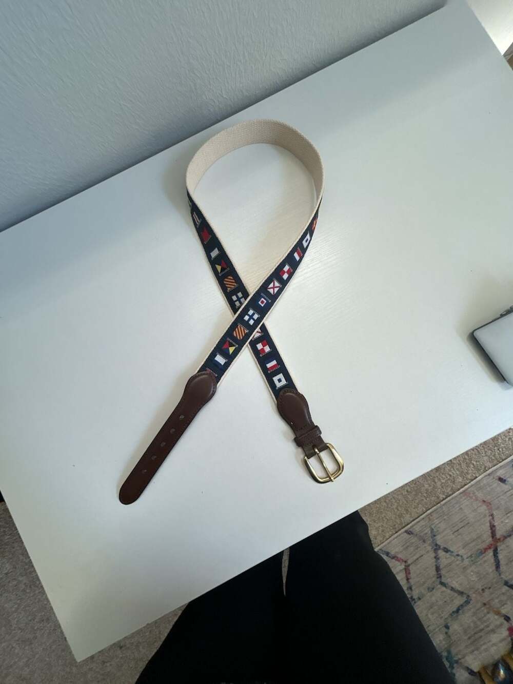 Nautical Flags Belt Size 38 Cotton Leather